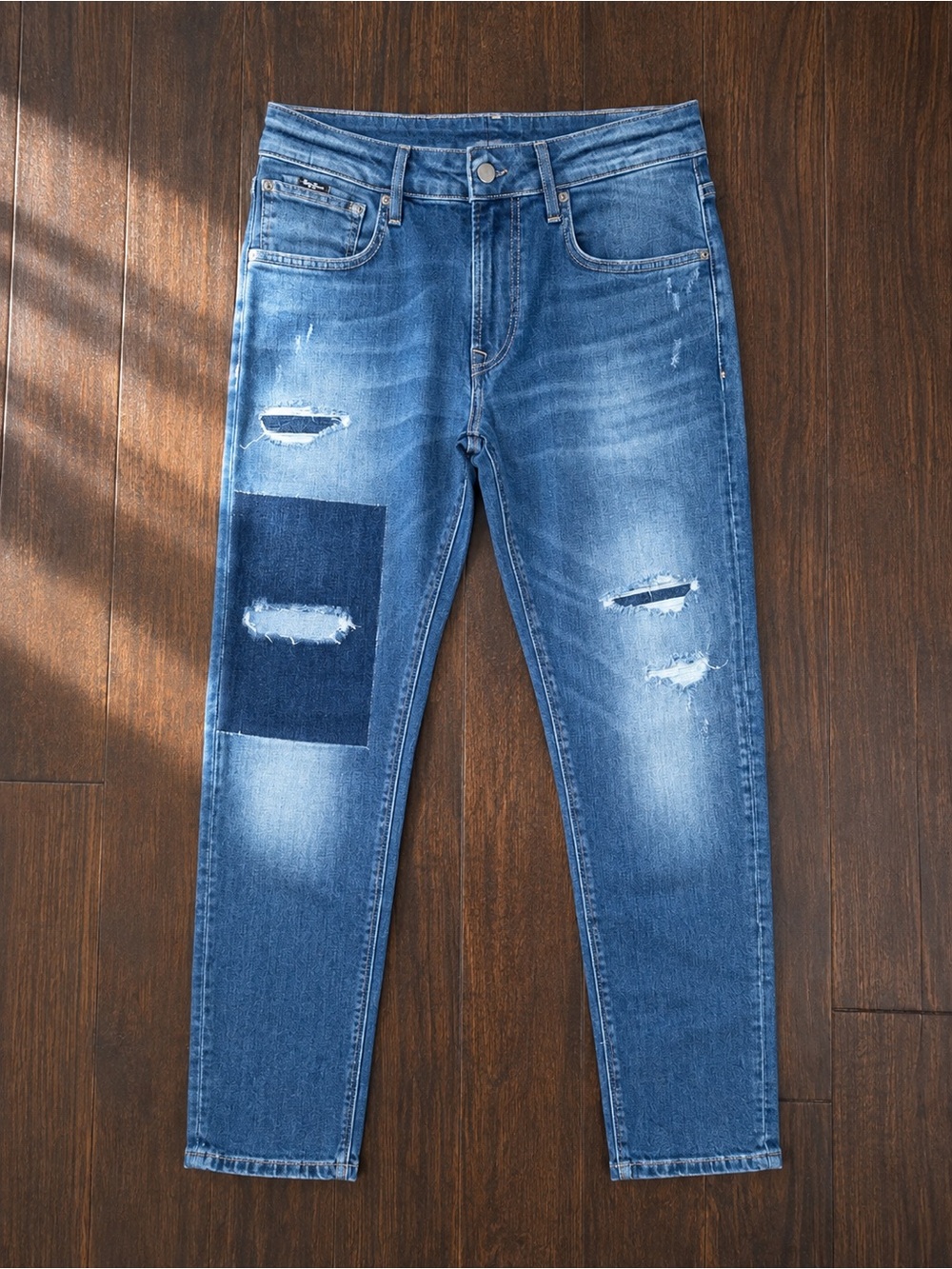 Pepe Jeans Women's Skinny Distressed Blue Patch Jeans Sz 30
